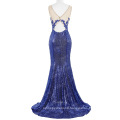 Starzz Sleeveless Blue Backless Ball Gown Sequins Formal Evening Dress ST000072-3